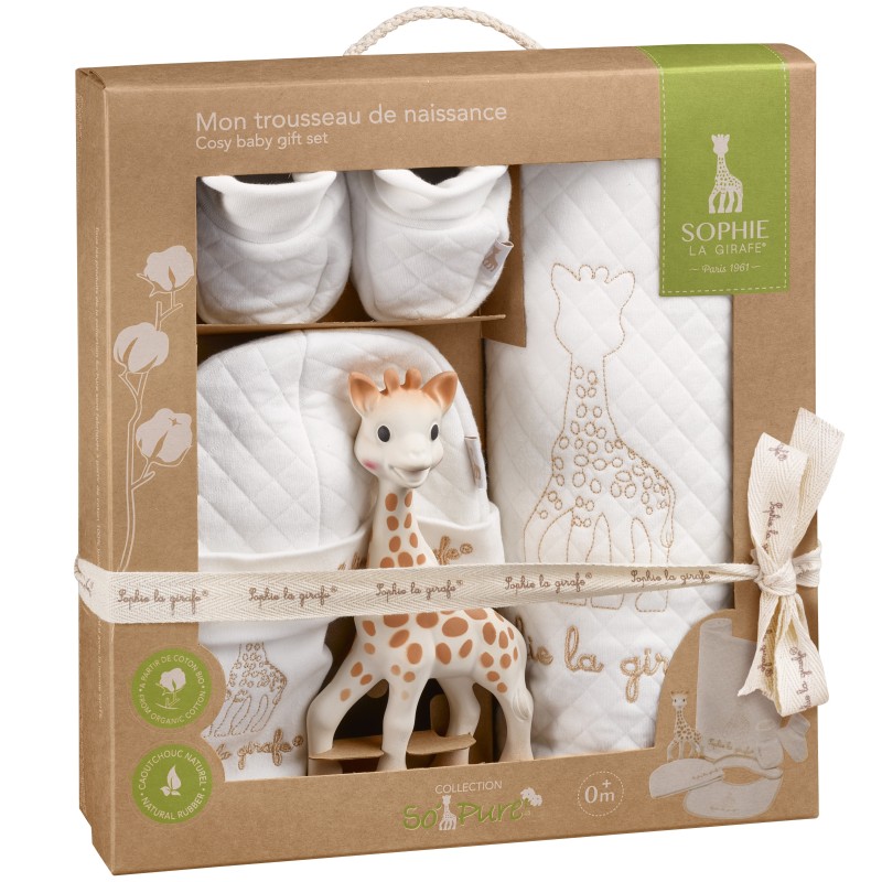 Coffret cadeau Mon trousseau de naissance Sophie la girafe