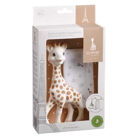 Sophie la girafe and its storage pouch Sophie la girafe