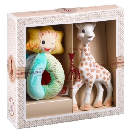 Coffret SophieSticated Small N°2 Sophie la girafe et Hochet billes et tissus