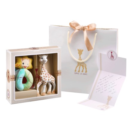 Coffret SophieSticated Small N°2 Sophie la girafe et Hochet billes et tissus