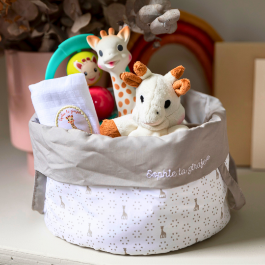 Corbeille De Naissance Sophie La Girafe - Doudou, Lange, Jouet à Mâcher Et Hochet - Cadeau Nouveau-né